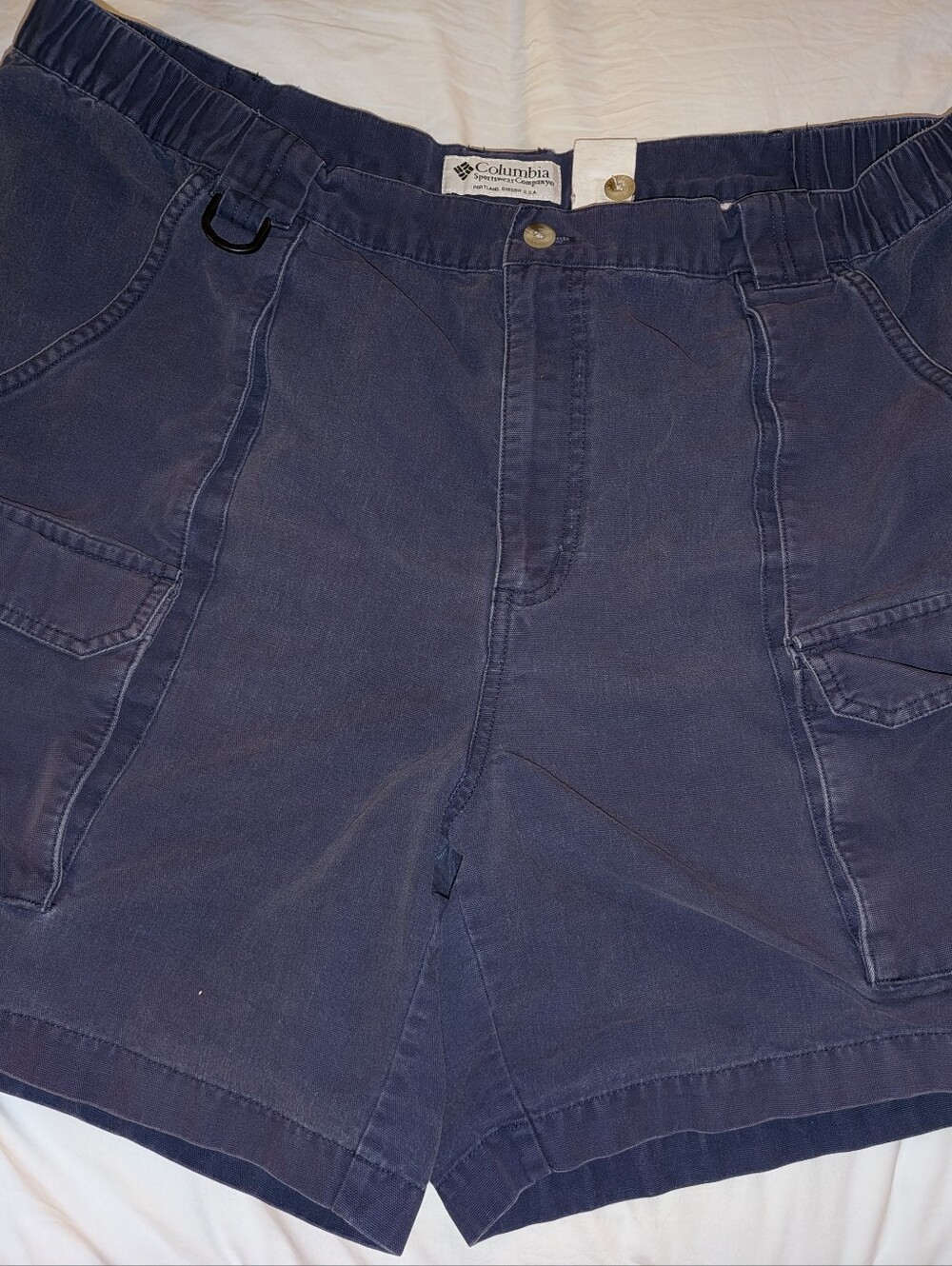 VTG Columbia Blue Canvas Cargo Shorts Gorpcore Hiking Outdoor Utility
